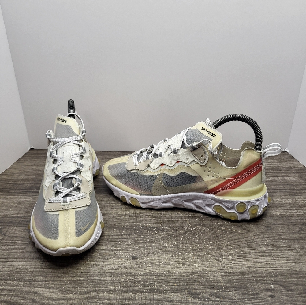 Nike React Element 87 Lightbone Red Black Running Shoes Men's Size 5